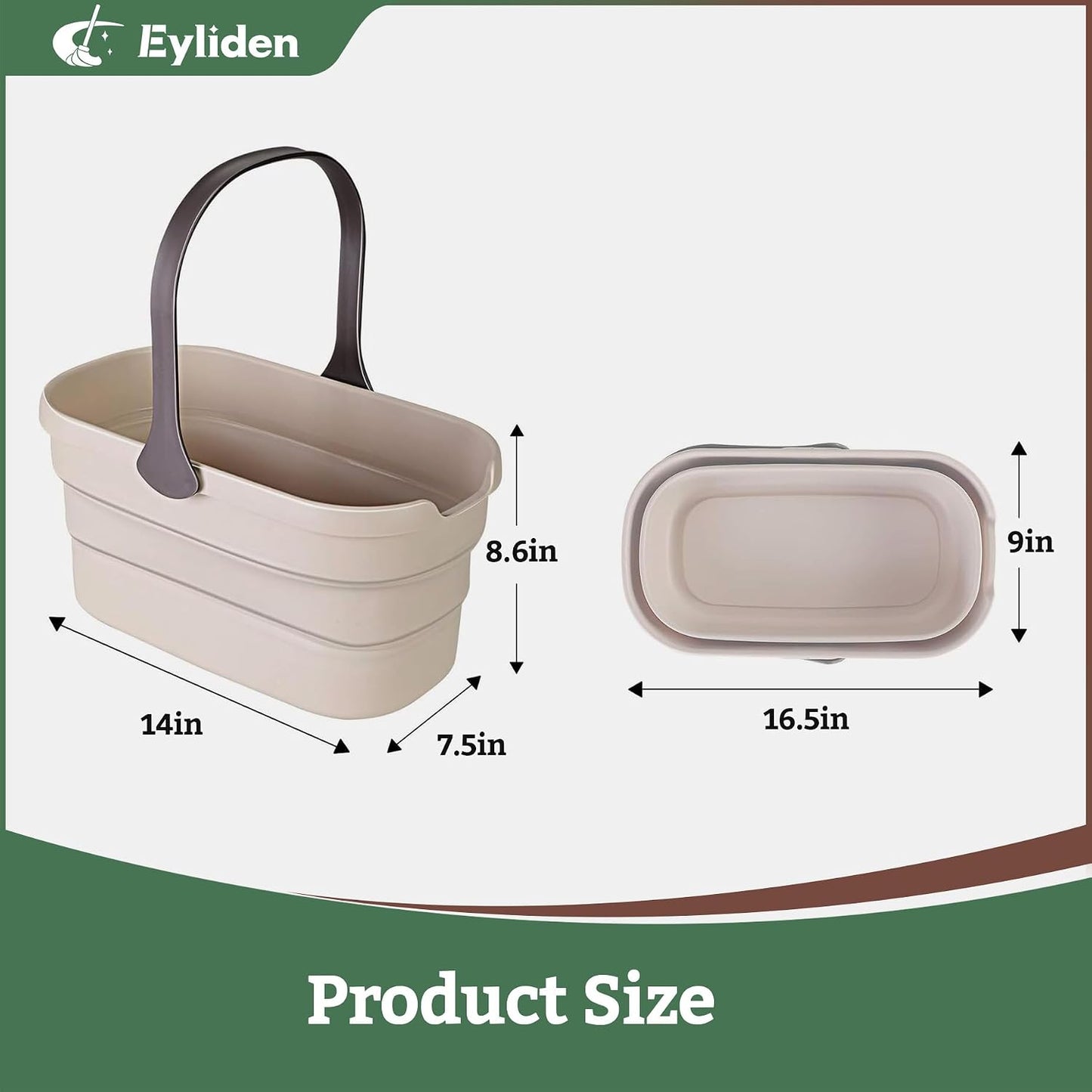 Eyliden Collapsible Bucket, for Cleaning Mop, Camping, Tailgating, 10L | Space-Saving Bucket for Camping, Fishing, Picnics, Outdoor Adventures, Cleaning Bucket for Home, Laundry, Car Cleaning