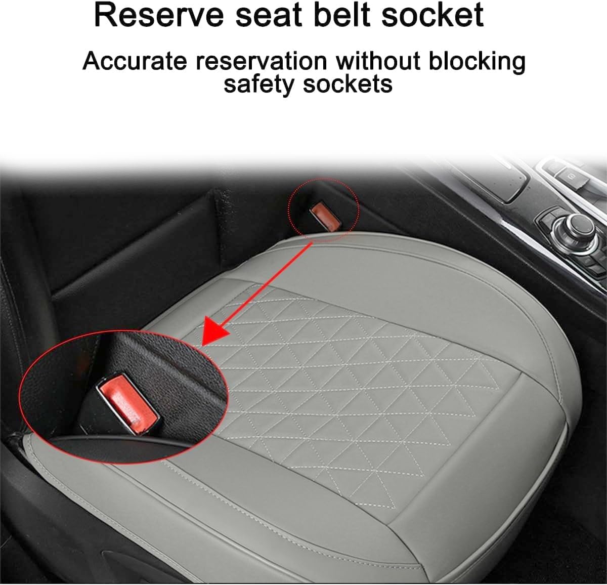 2PCS Leather Car Seat Cover, Front Bottom Seat Protector Pad, Gray