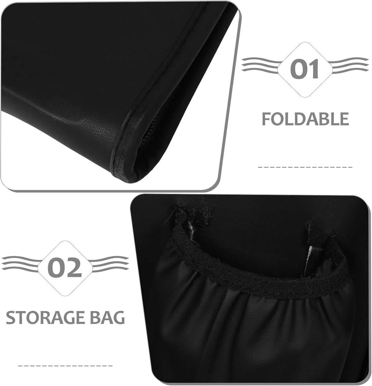 Car Steering Wheel Table Foldable Pu Leather Tray Desk with Storage Bag