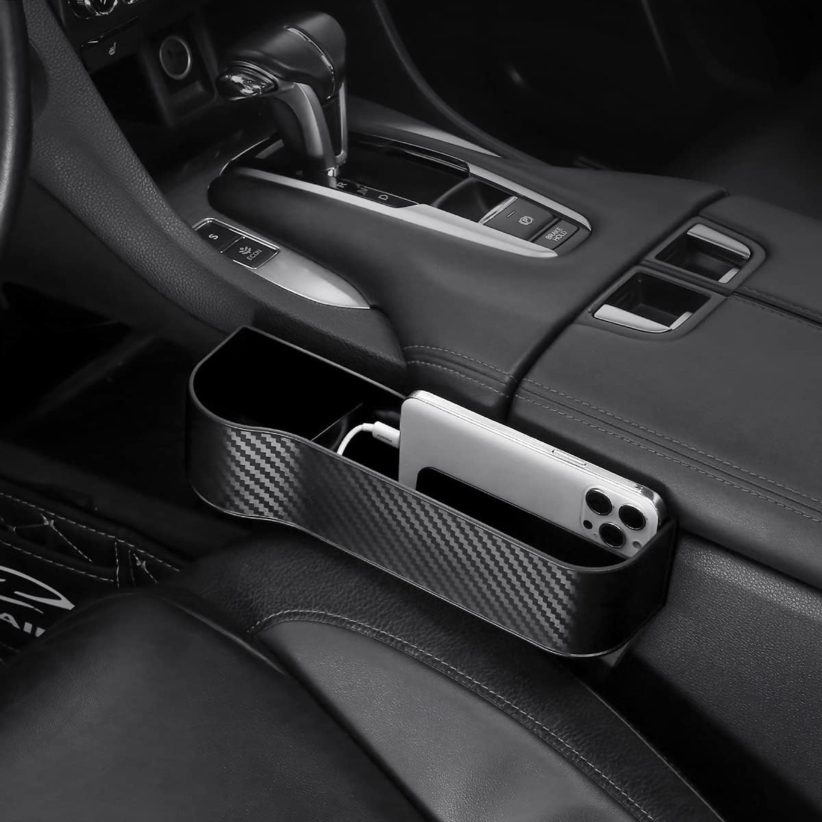 2 Packs Car Seat Gap Filler Organizer, Multifunctional Seat Gap Storage Box with Cup Holder, Console Side Extra Pouchs with USB Car Charger, Auto Accessories for Cellphone Wallet Key
