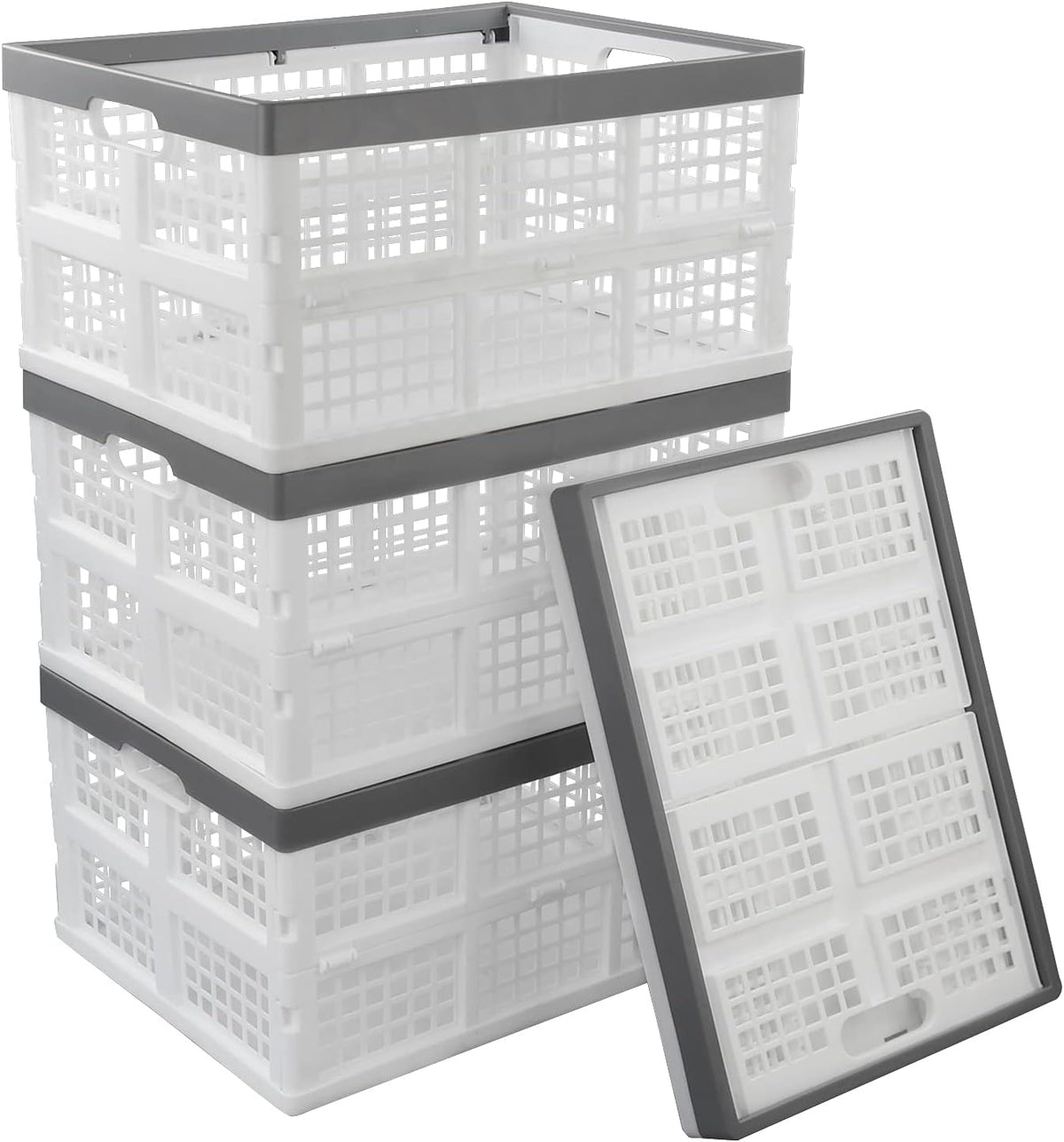 4 Packs 15 Liter Collapsible Milk Crates, Storage Bin/Container