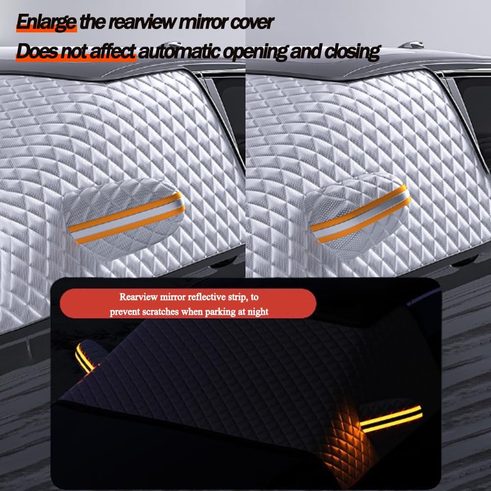 Car Windshield Snow Cover for Toyota Prius 30 Series 2009-2015, Thicken Car Windscreen Cover Winter Magnetic Windshield Frost Cover Side Window Rearview Mirror Protector,L