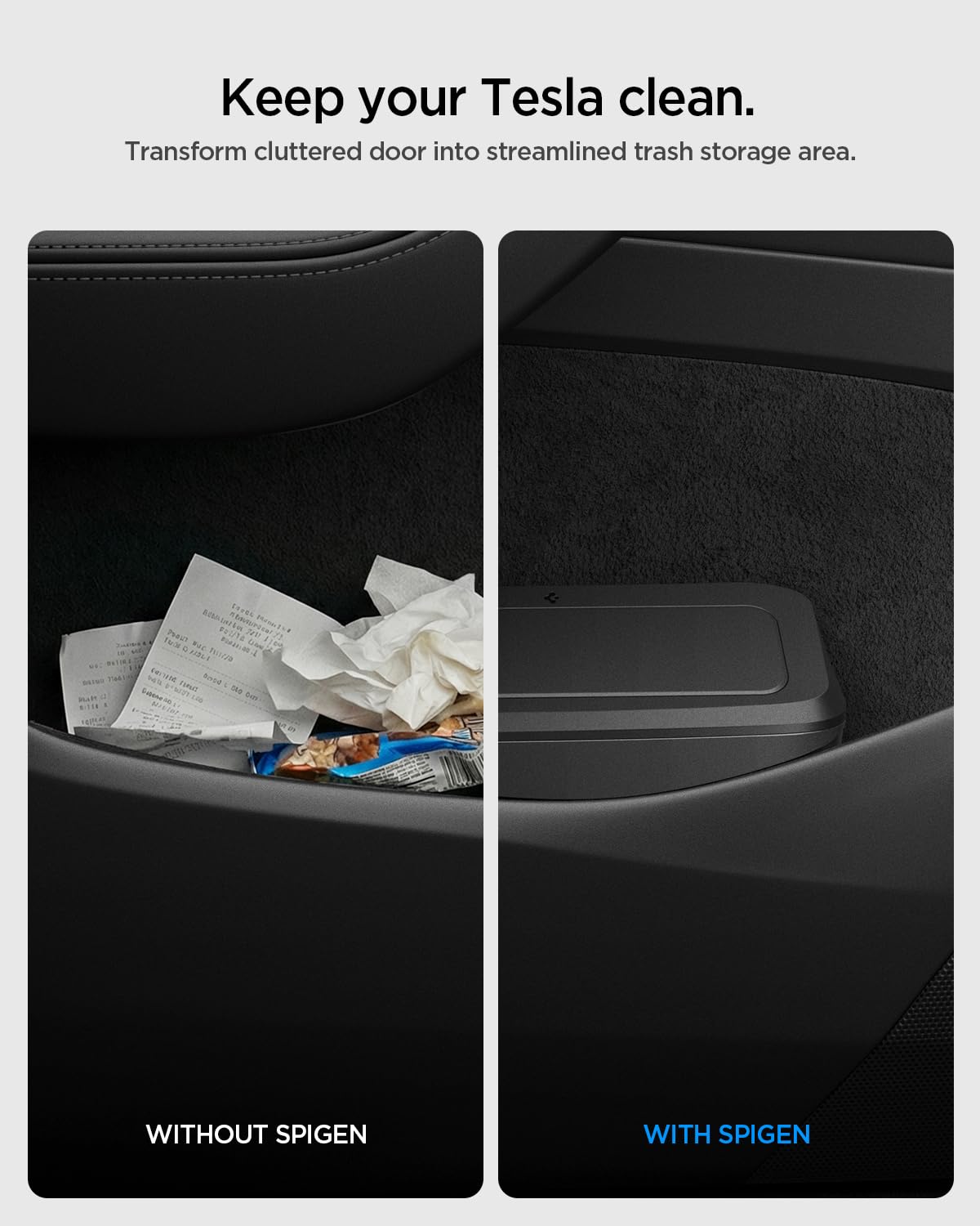 Spigen Door Pocket XL Car Seat Side Organizer for Tesla Model 3/Y/S/X & All Cars – Extra Large Storage, Black
