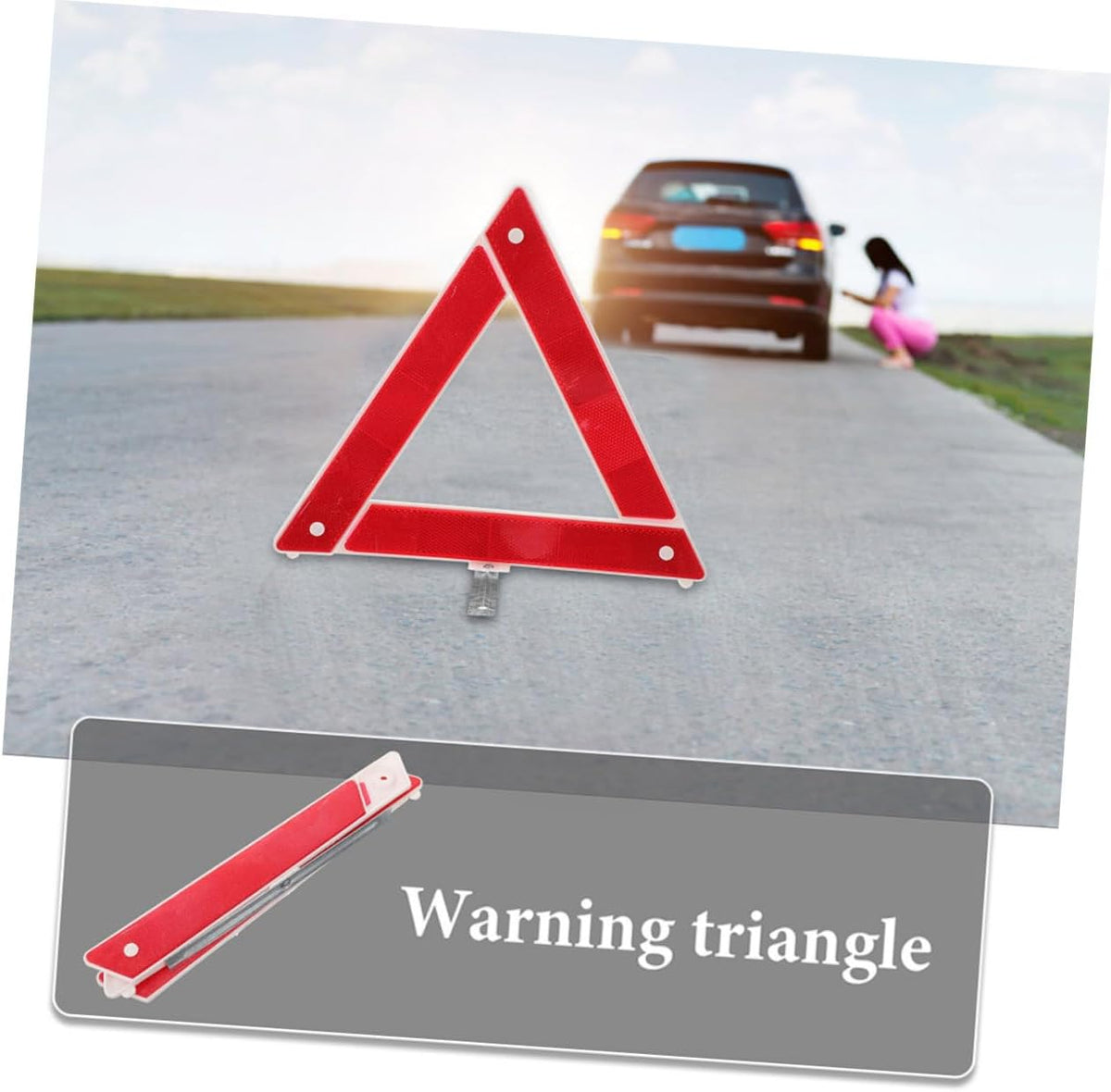 2pcs Red Plastic Triangle Warning Sign Reflectors for Vehicles