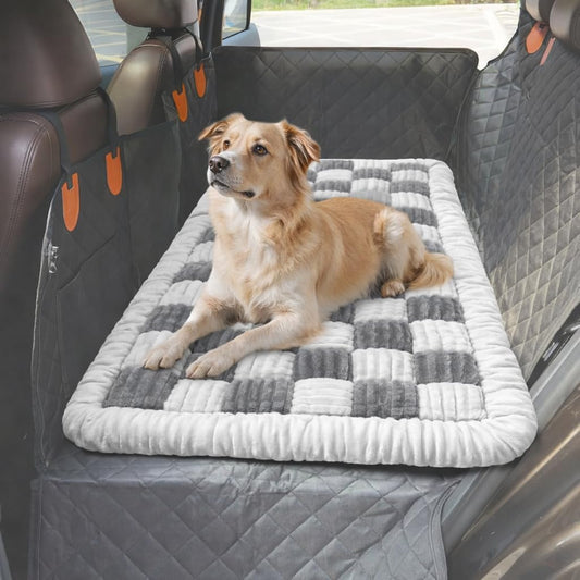 Dog Bed for Car Back Seat, Backseat Dog Bed Fit for Backseat Extenders, Nonslip Soft Durable for Car, Travel and Road Trip (White 24.5" x 51")
