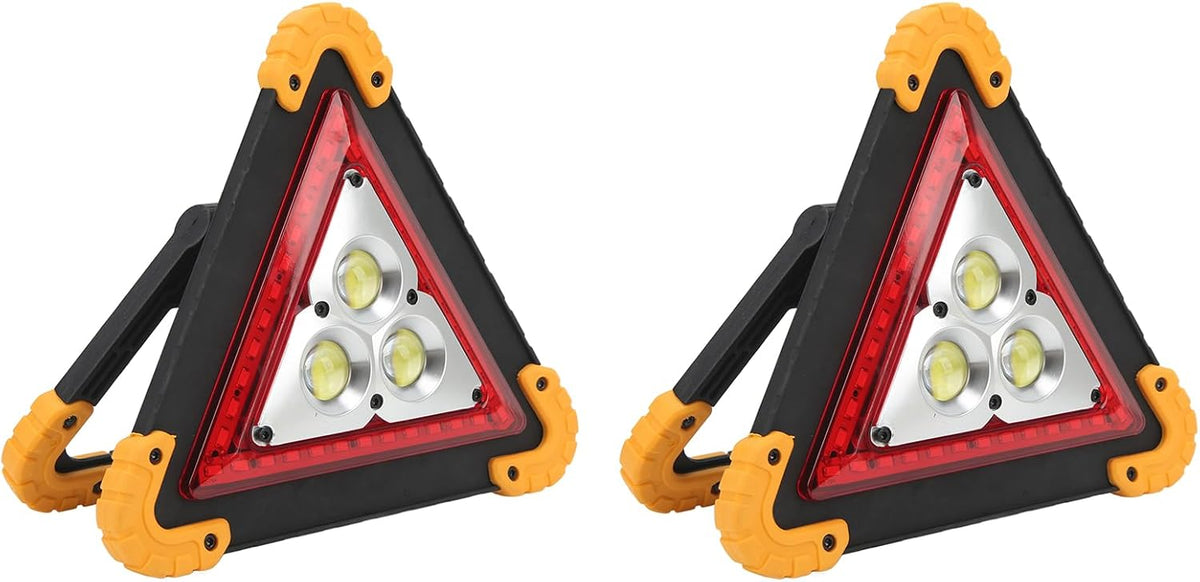 Emergency Warning Triangle Light, 2 Pcs Car Warning Triangle Lamp Water Proof 4 Modes, Portable Malfunction Repair LED Warning Light, for Camping, Hiking, Car Repair