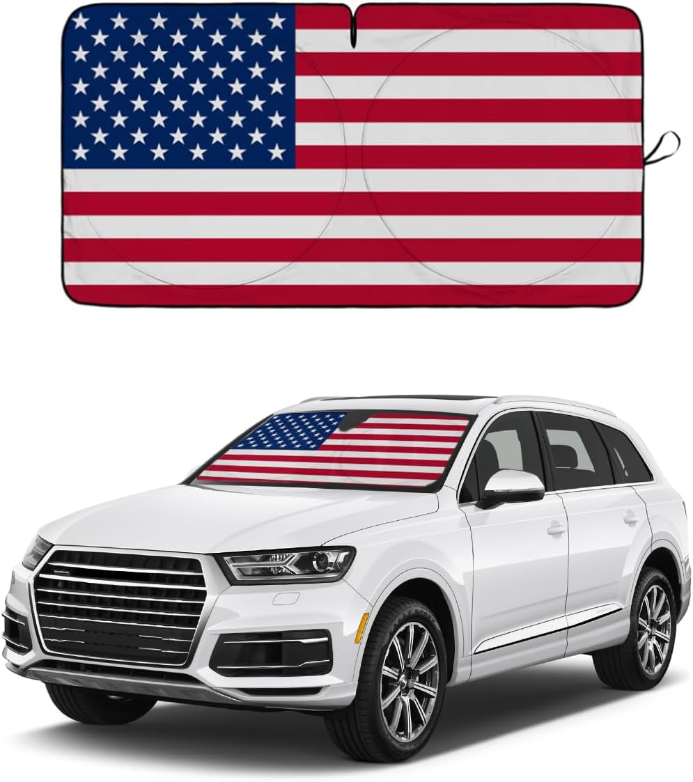 smilfuy Foldable American Flag Car Windshield Sun Shade, USA Flag, X-Large