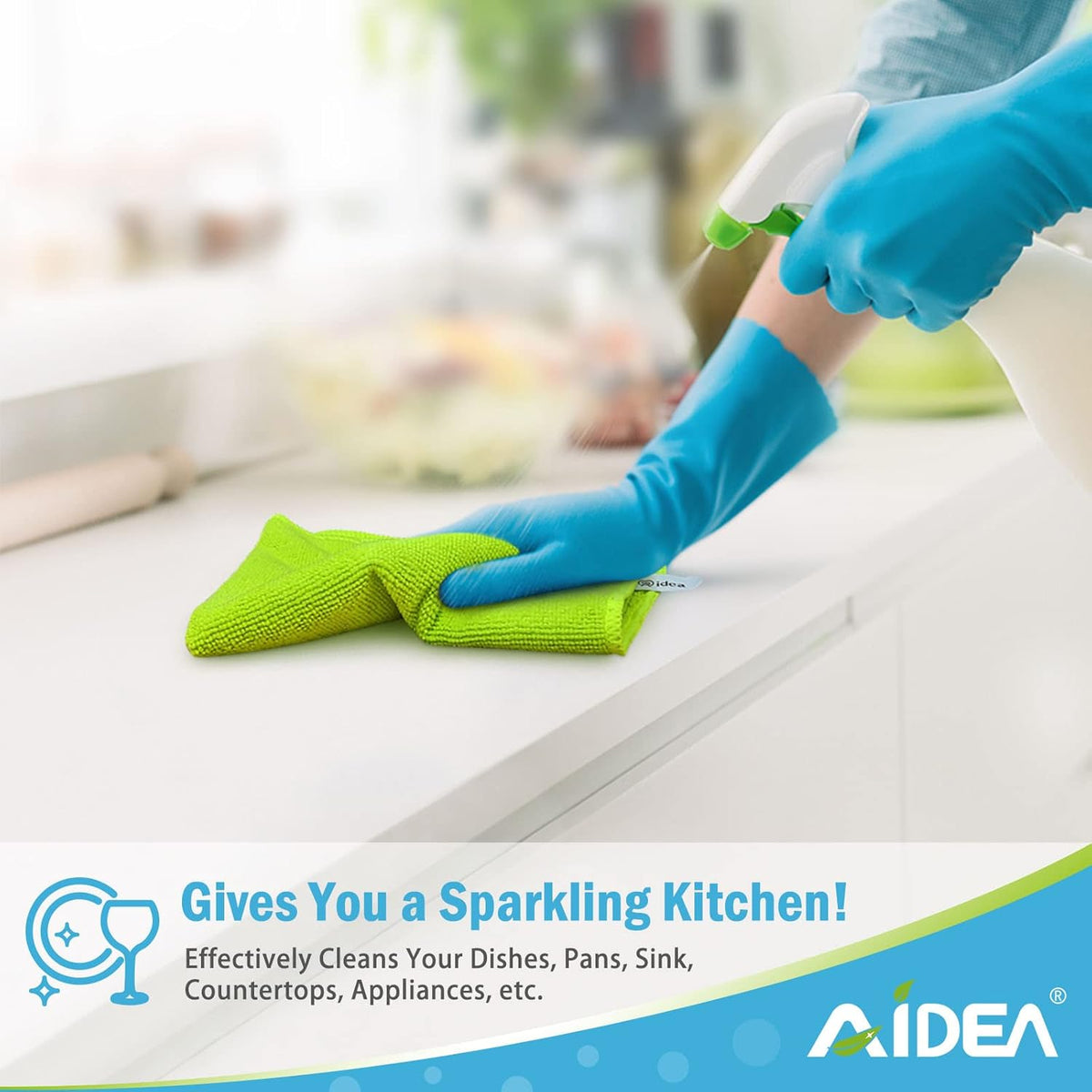 AIDEA Microfiber Cleaning Cloth-50PK, Microfiber Towels for Cars 12"x12" | Soft Absorbent Cleaning Rags, Reusable Microfiber Towel Lint-Free Streak-Free for House, Kitchen, Window Multicolor
