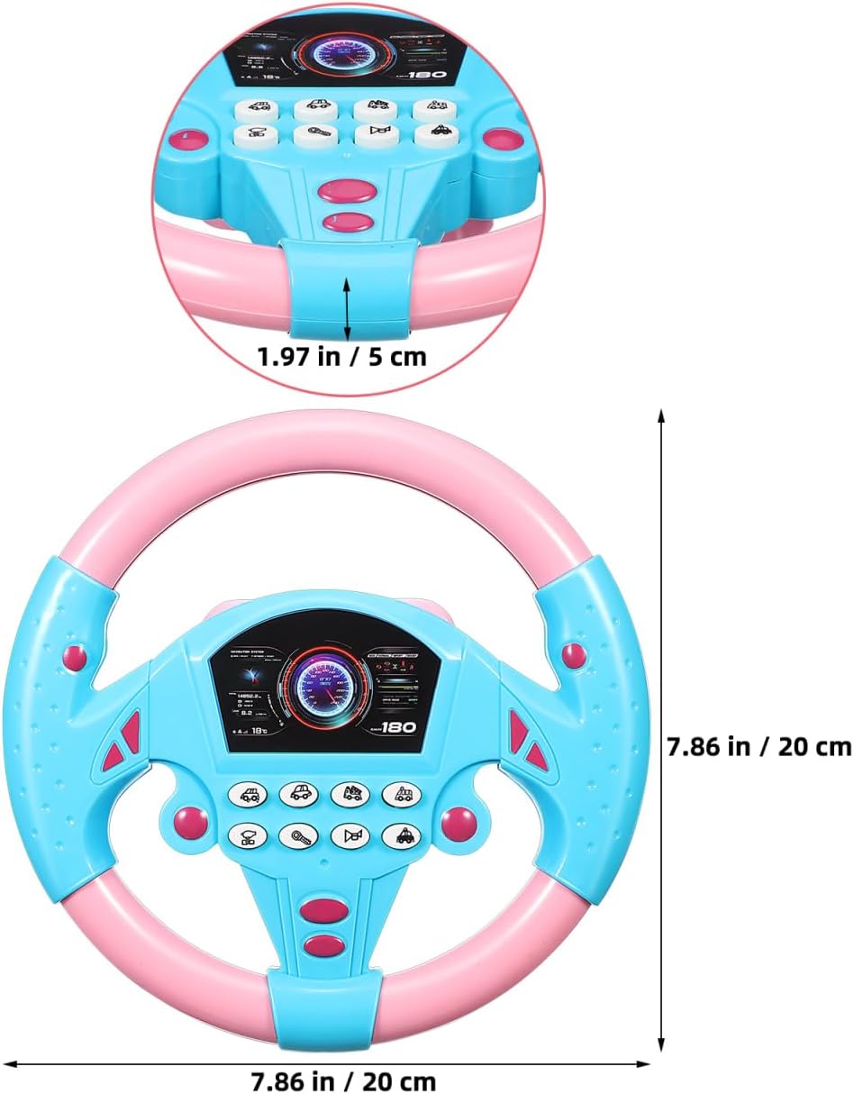 IMIKEYA 2Pcs Kids Steering Wheel Toy for Car Seat – Simulated Driving Steering Wheel with Light and Music for Children, Car Backseat Stroller Attachment