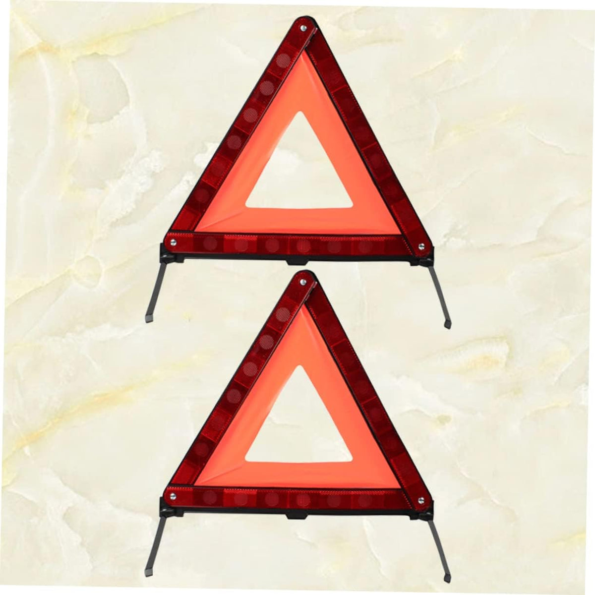 2Pcs Red Plastic Triangle Warning Sign for Road Safety Alerts
