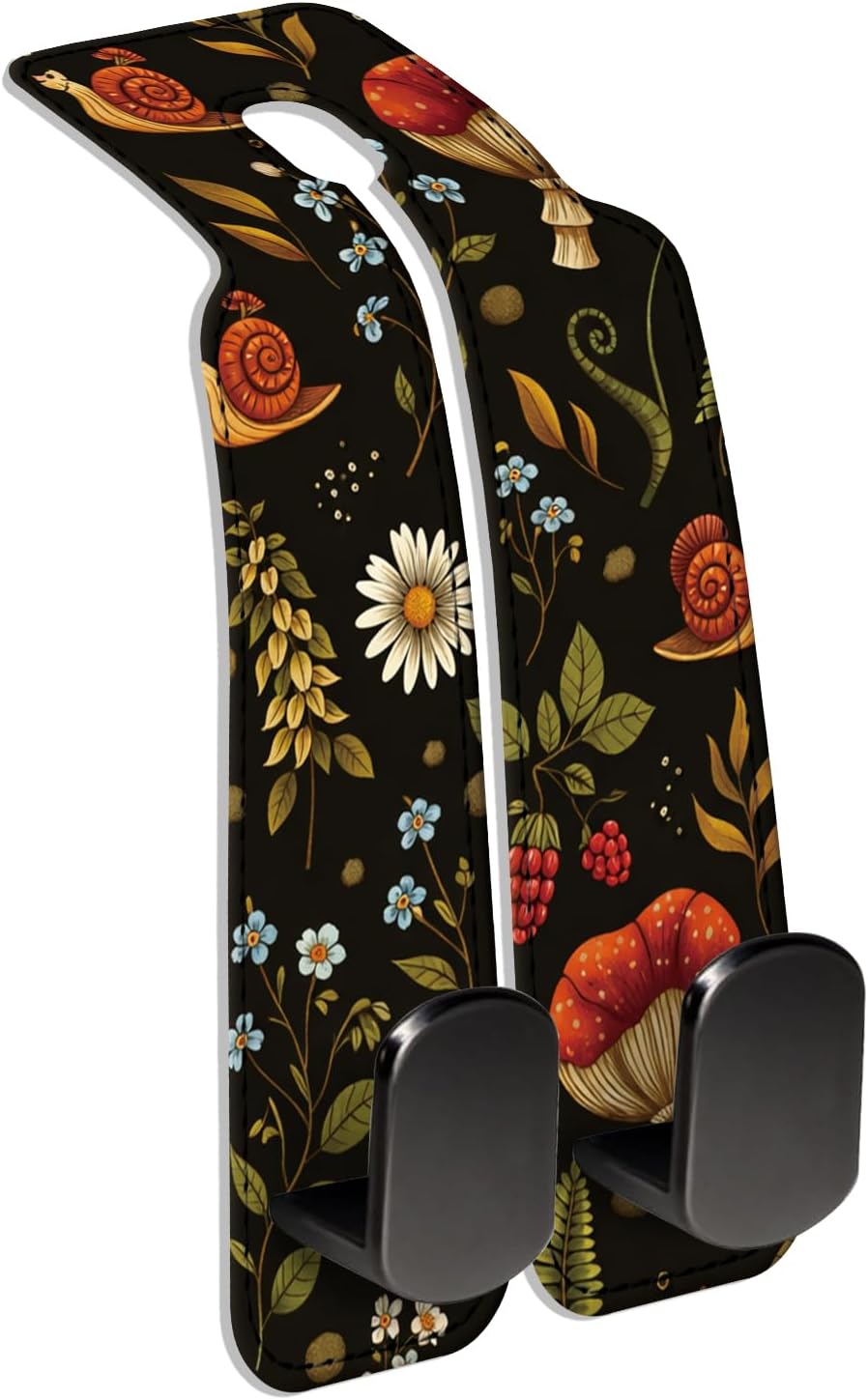 Car Seat Back Storage Hook, Funny Car Purse Hook, Cute Vehicle Storage Organizer for Purses Handbags Dark Floral Mushroom