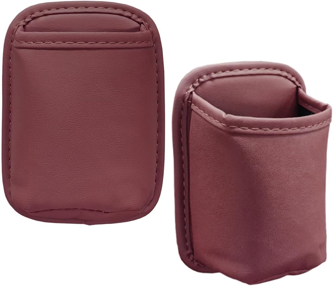 2PCS Large Cup Holder for Car Door - Clip On Vehicle Hanging Water Bottle Drink Holder Car Back Seat Pocket - Scratch-Resistant PU Leather Beverage Storage Organizer for Cars Trucks (Black)