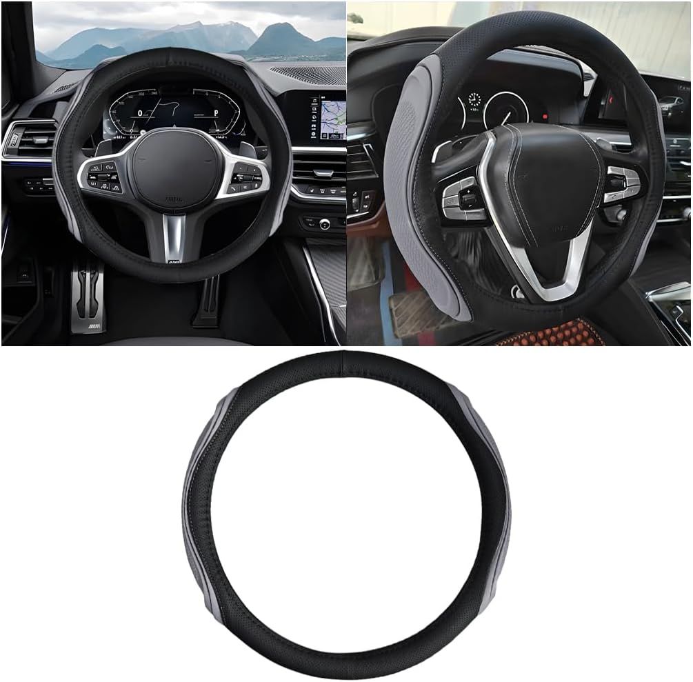 Osilly 15 Inch Artificial Leather Steering Wheel Cover, Coffee