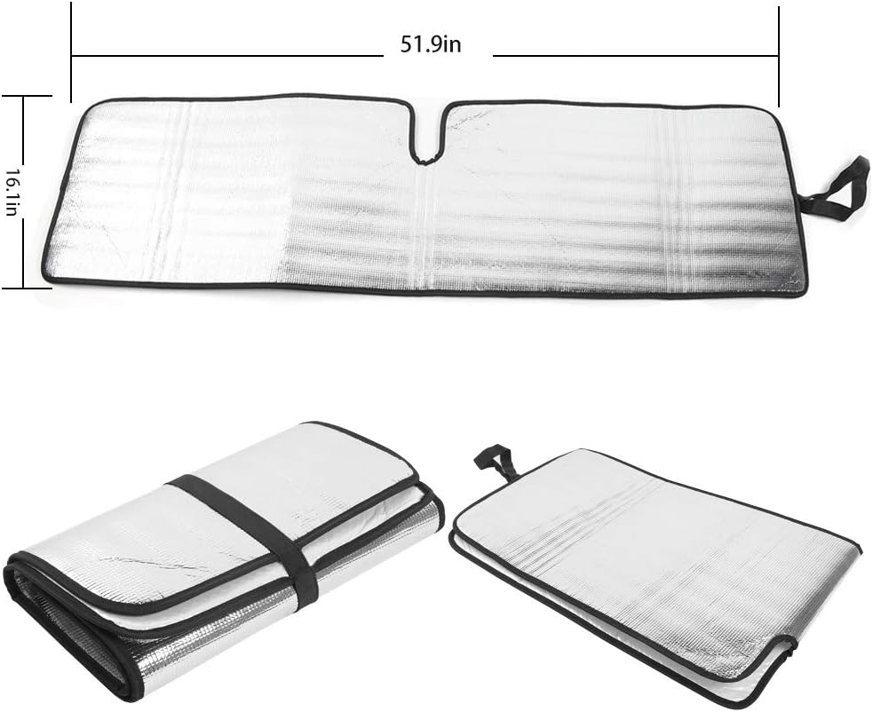 Windshield Sunshade Sun Shade Heat Shield Sun Visor Mat Compatible with Jeep Wrangler Rubicon Sahara TJ JK JKU 2 Door & 4 Door