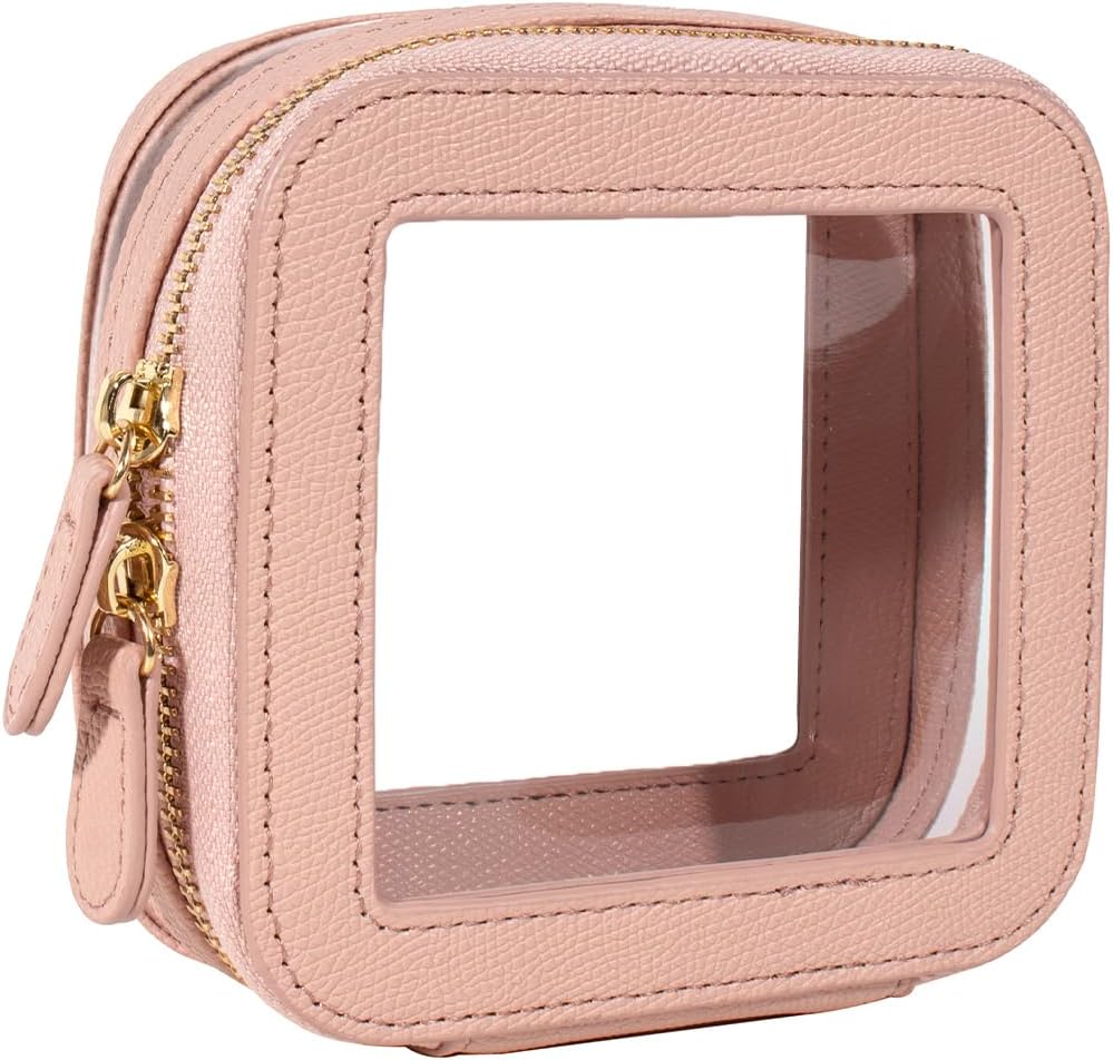 Clear Makeup Bag Small, Mini Portable Clear Makeup Bag for Purse Cute Waterproof Travel Cosmetic Case Makeup Pouch TSA Approved Toiletry Bag Women Traveling Car Organizer Car Essentials
