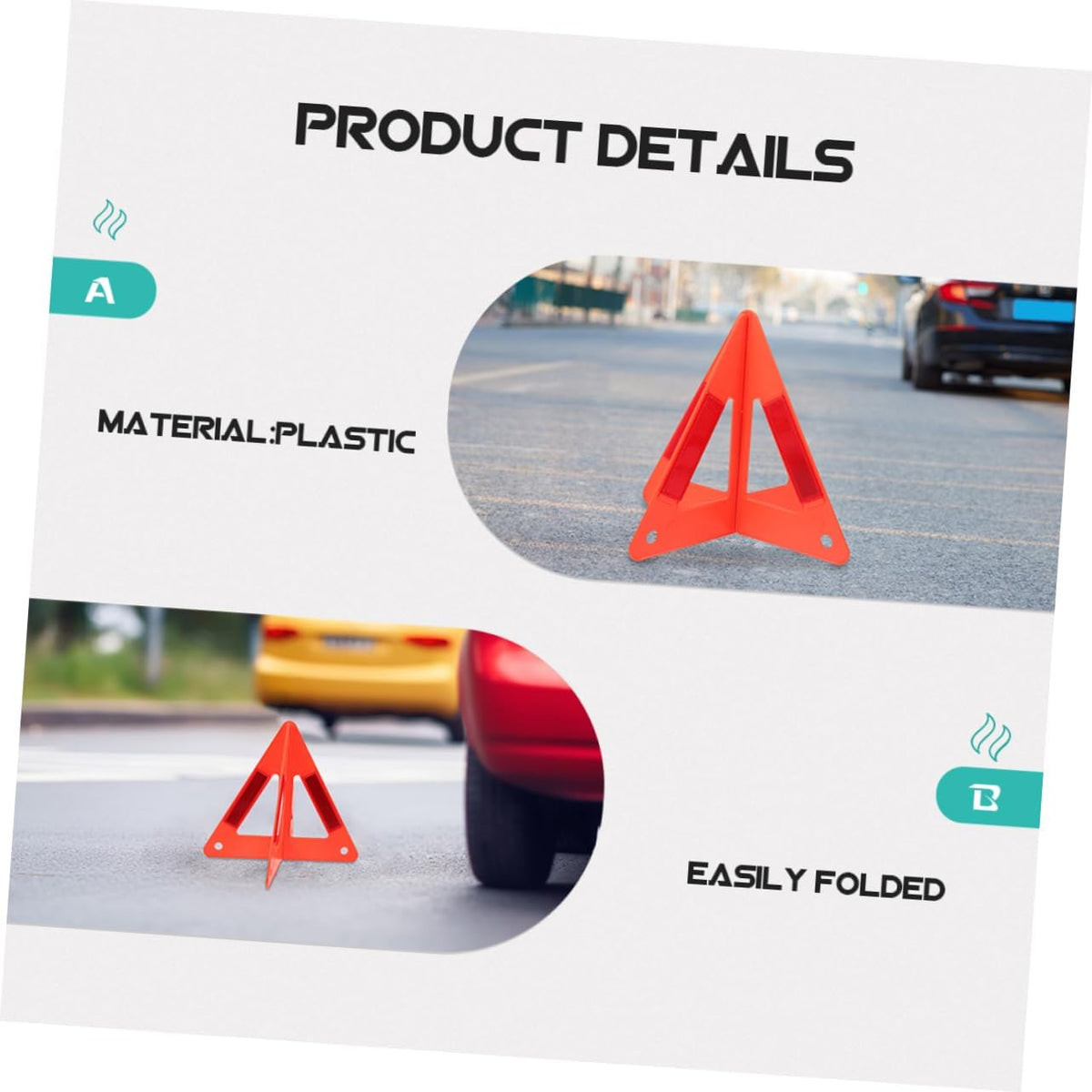 PRETYZOOM 3pcs Reflective Triangle Warning Signs for Roadside Emergency Foldable Vehicle Safety Kits Carrying Case