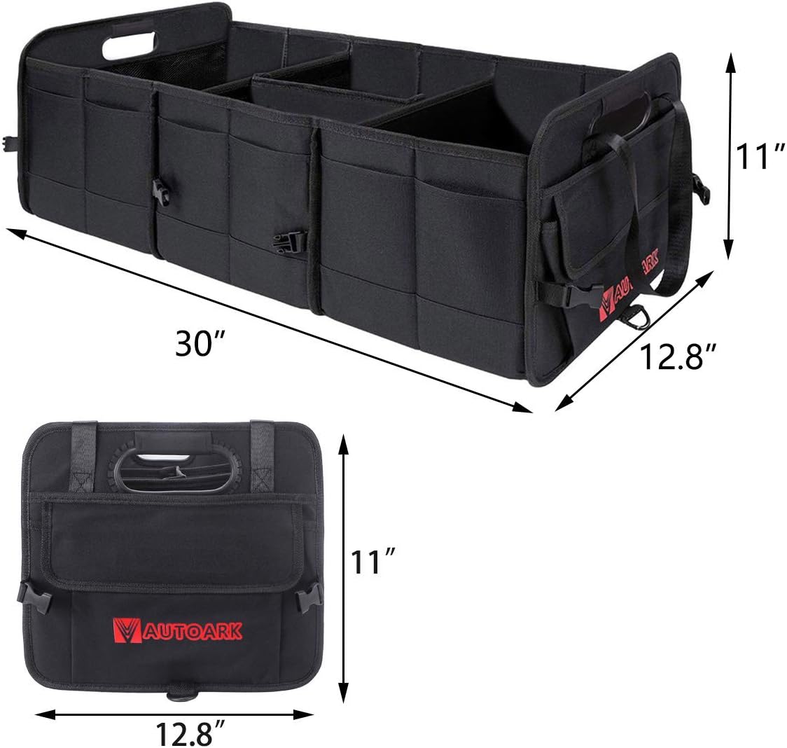 AUTOARK Multipurpose Car SUV Trunk Organizer with Removable Insulation Leakproof Cooler Bag,Durable Collapsible Adjustable Compartments Cargo Storage,AK-100