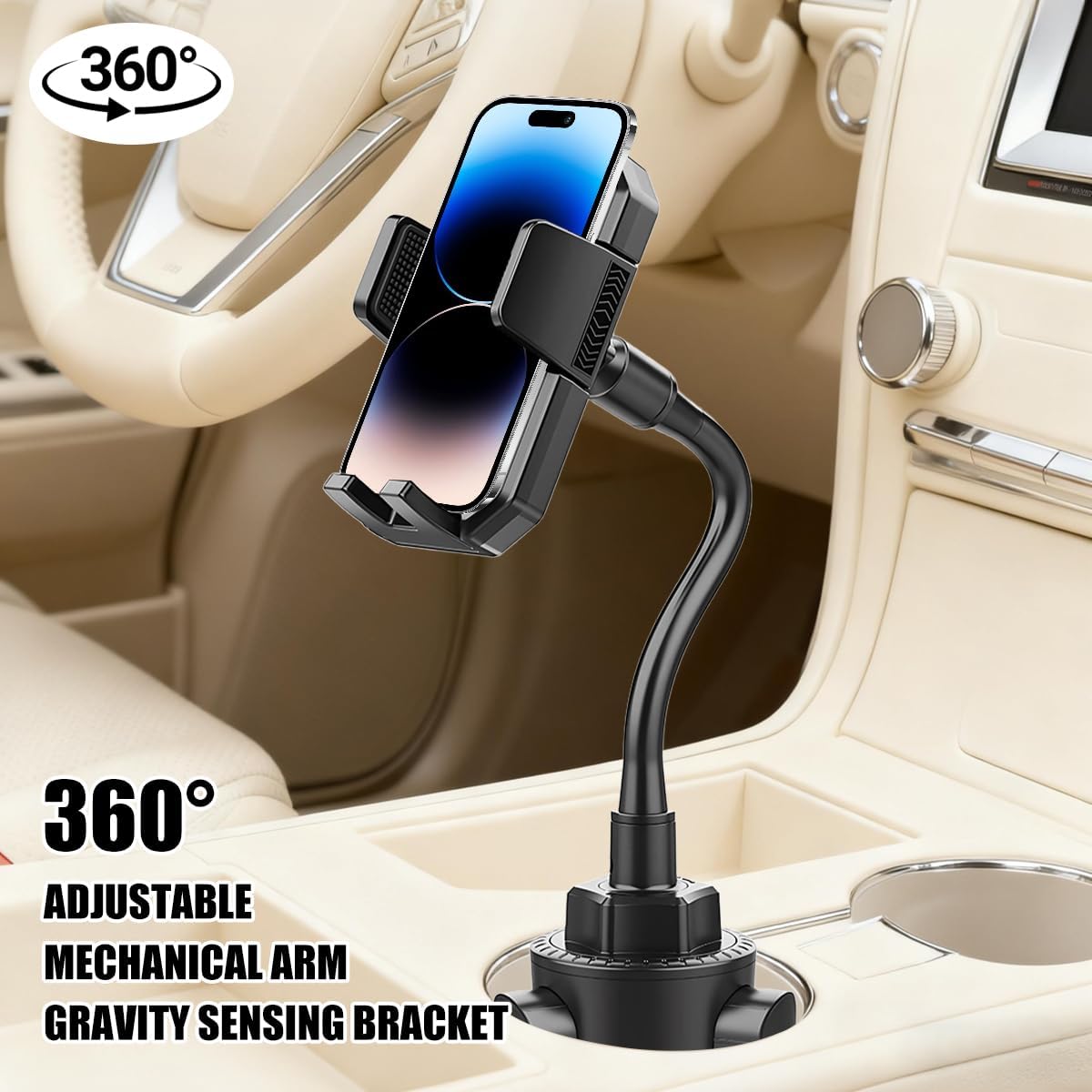 360° Rotatable Long-Neck Cup Holder Phone Mount, Style X905