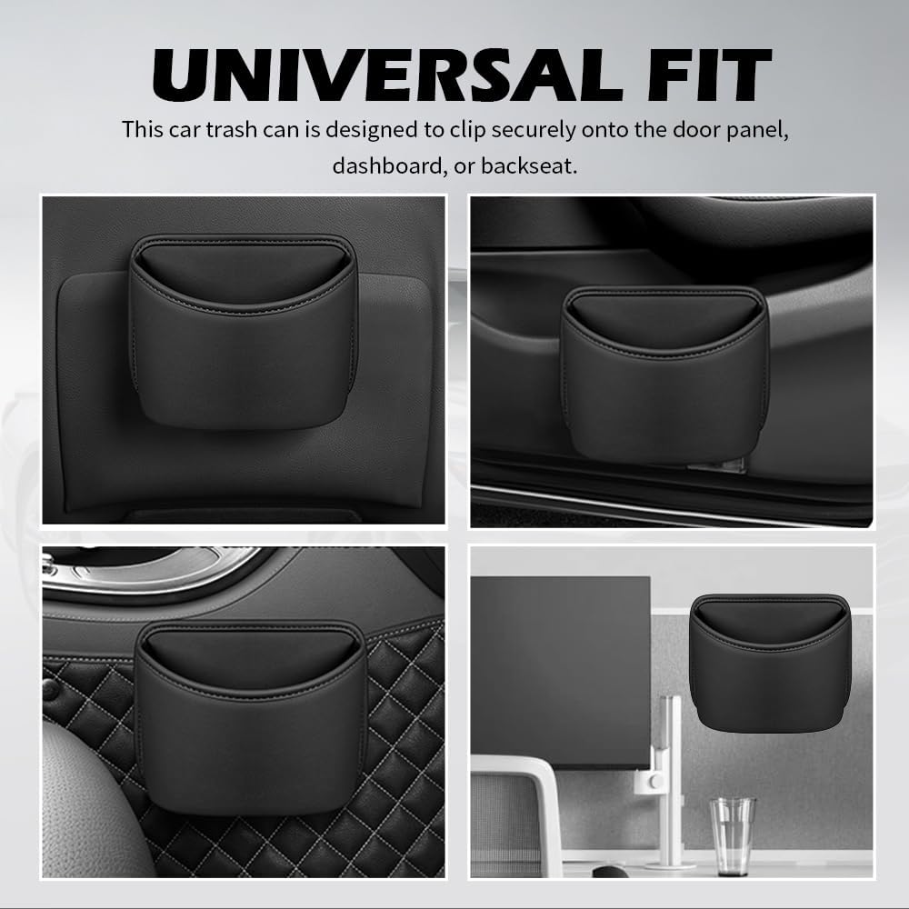 Car Trash Can with Back Clips,Large-Capacity Car Garbage Can as Cars Storage Organizer for Storing Garbage and Items,Leather Cars Trash Bin Automotive Accessories for Door