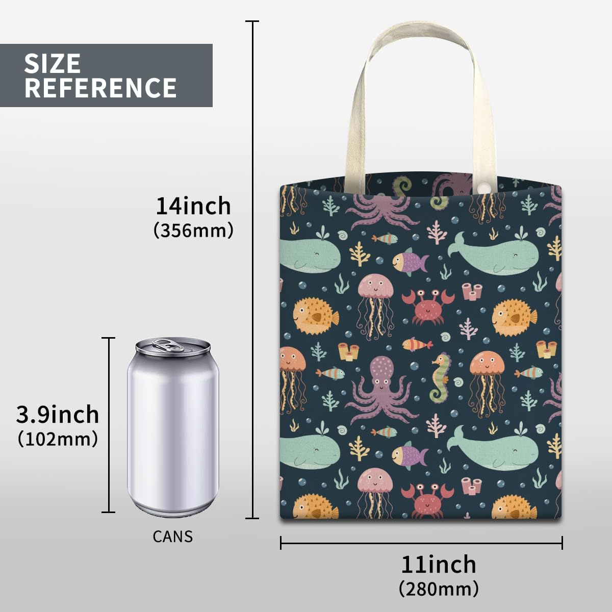 Car Trash Can, Cute Car Trash Bag, Hanging Car Organizer and Storage Bag, Trash Bin for Car Accessories, Vehicle, Travelling, Camping Cute Colorful Marine Animal