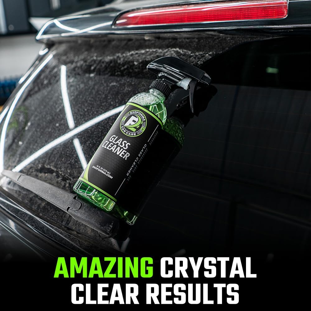 ExoForma Glass Cleaner - Streak Free Window & Glass Cleaner | Crystal Clear Finish | Safe On Window Tint, Nav Screes, Mirrors & More | 16 oz