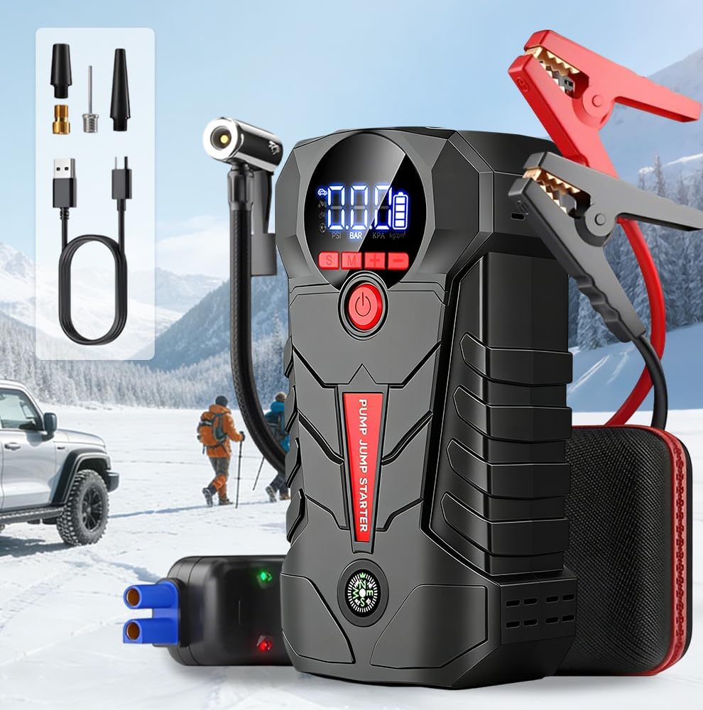 4000A 4-in-1 Car Battery Jump Starter with 150PSI Tire Inflator for Vehicle