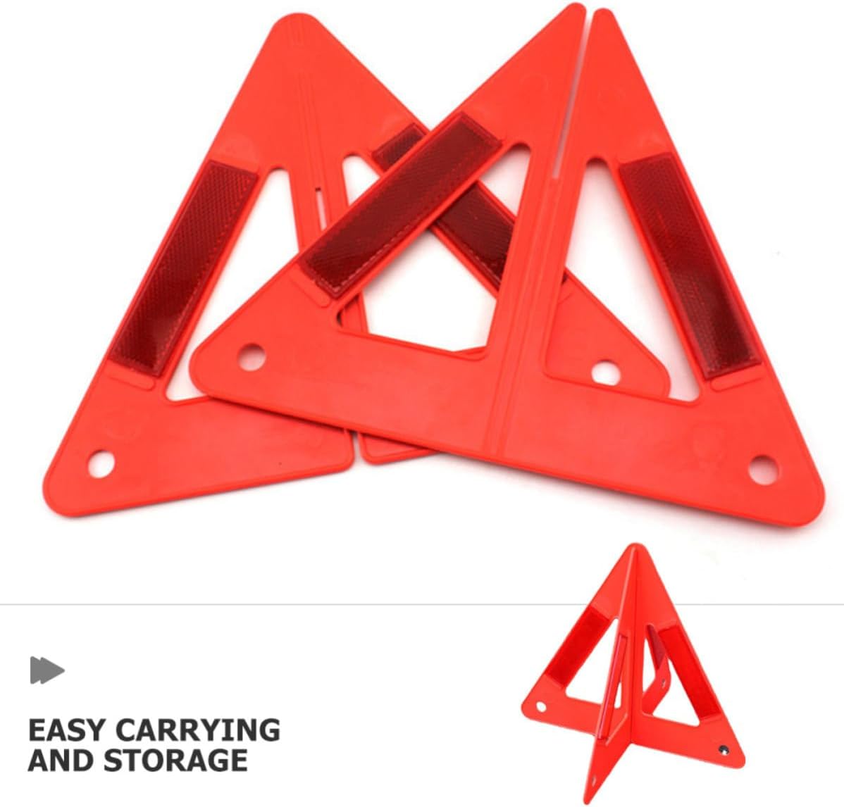 3pcs Collapsible Roadside Warning Triangle, Orange PVC Reflective Sign