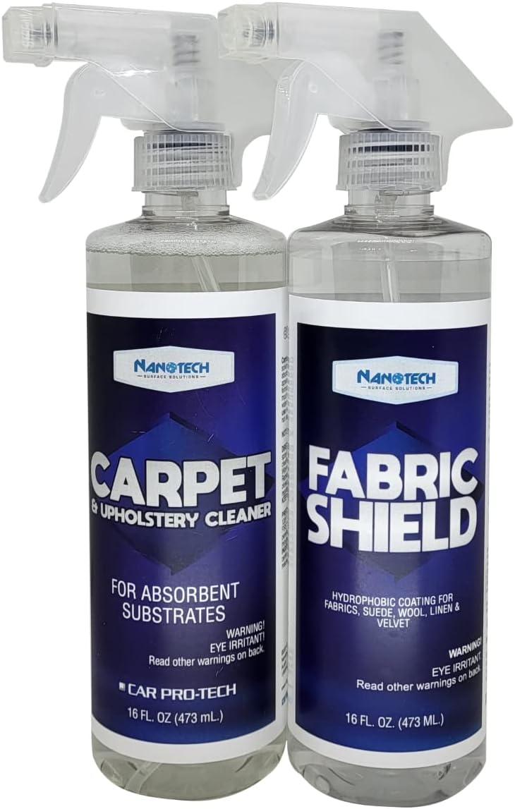 Nanotech Solutions Upholstery Care Kit- Includes Carpet & Upholstery Cleaner, Stain Remover and Fabric Shield, Water Repellent Spray, SiO2 Protection, for Furniture, Clothes, Car Seats, Rugs (16 Oz.)