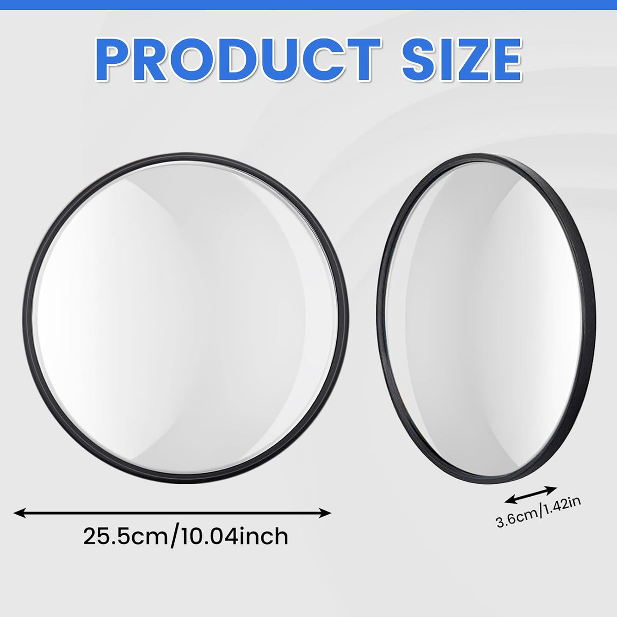10" Tractor Mirrors Convex Truck Forklift Mirror Wide Angle Adjustable Side Rear View Blind Spot Reduction Black (1, 10 Inches)