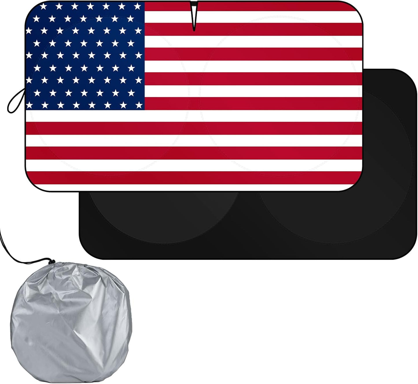 SEPORUD Windshield Sun Shade New American Eagle Flag USA Patriotic Design - Folding Car Front Window Sunshade for Cars SUV Trucks, Max UV Blocking and Keep The Vehicle Cool(64"x33.5")