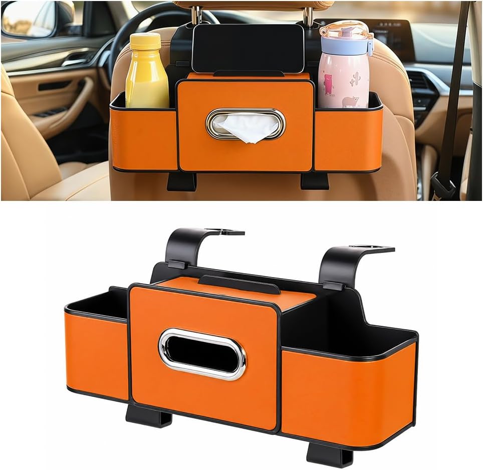 4-in-1 Car Backseat Organizer, Orange