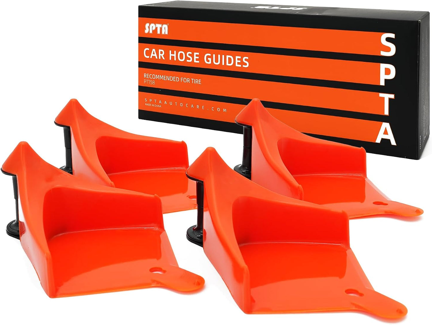 SPTA Car Hose Guide, 4pcs Automatic Plastic Hose Guides, Car Wheel Rolling System Tool, Preventing Stucking and Snagging Under Tires, for Car, Motorcycle and Truck Tires -HWPFC12-4