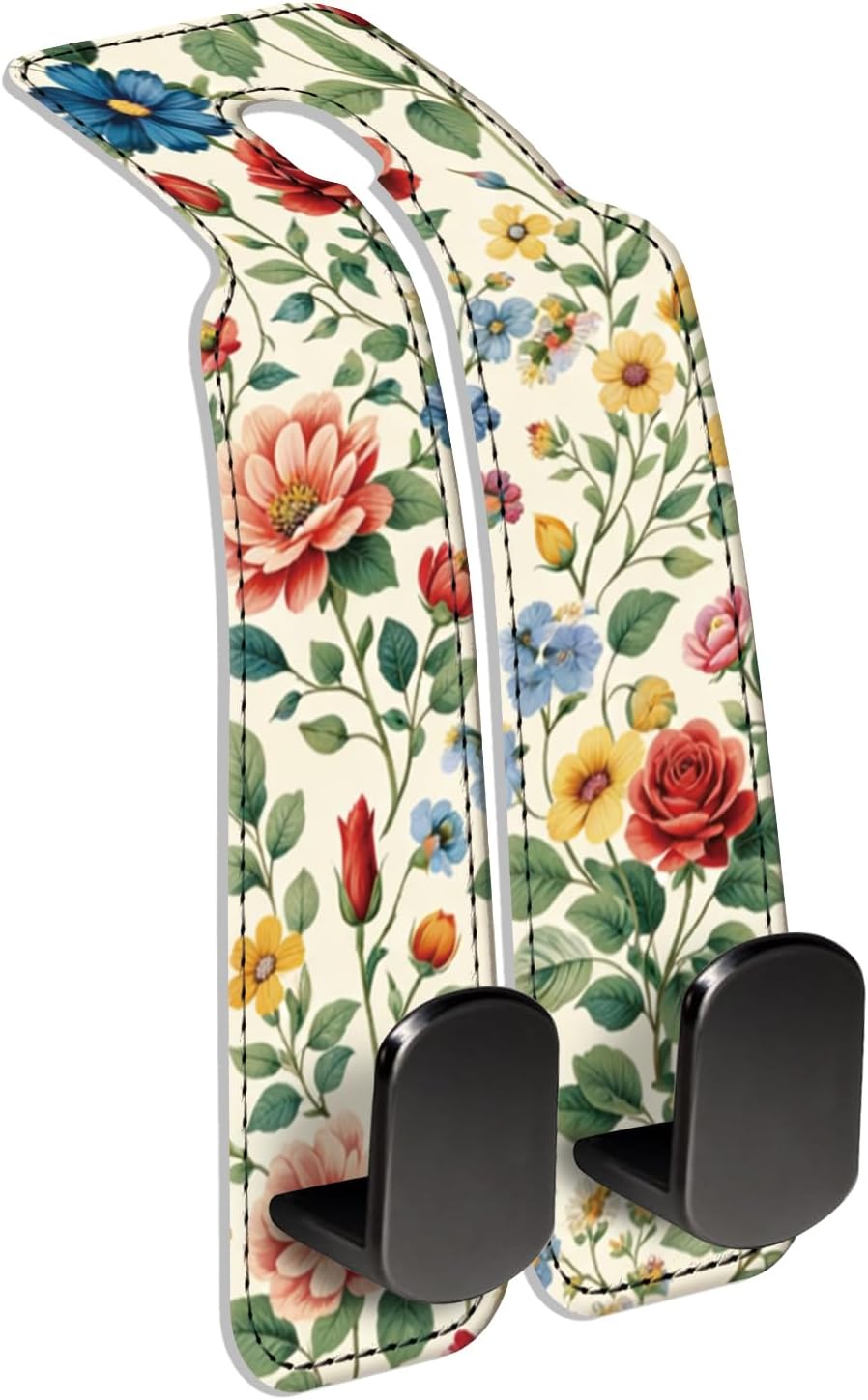 Car Seat Back Storage Hook, Funny Car Purse Hook, Cute Vehicle Storage Organizer for Purses Handbags Botanical Floral Pattern