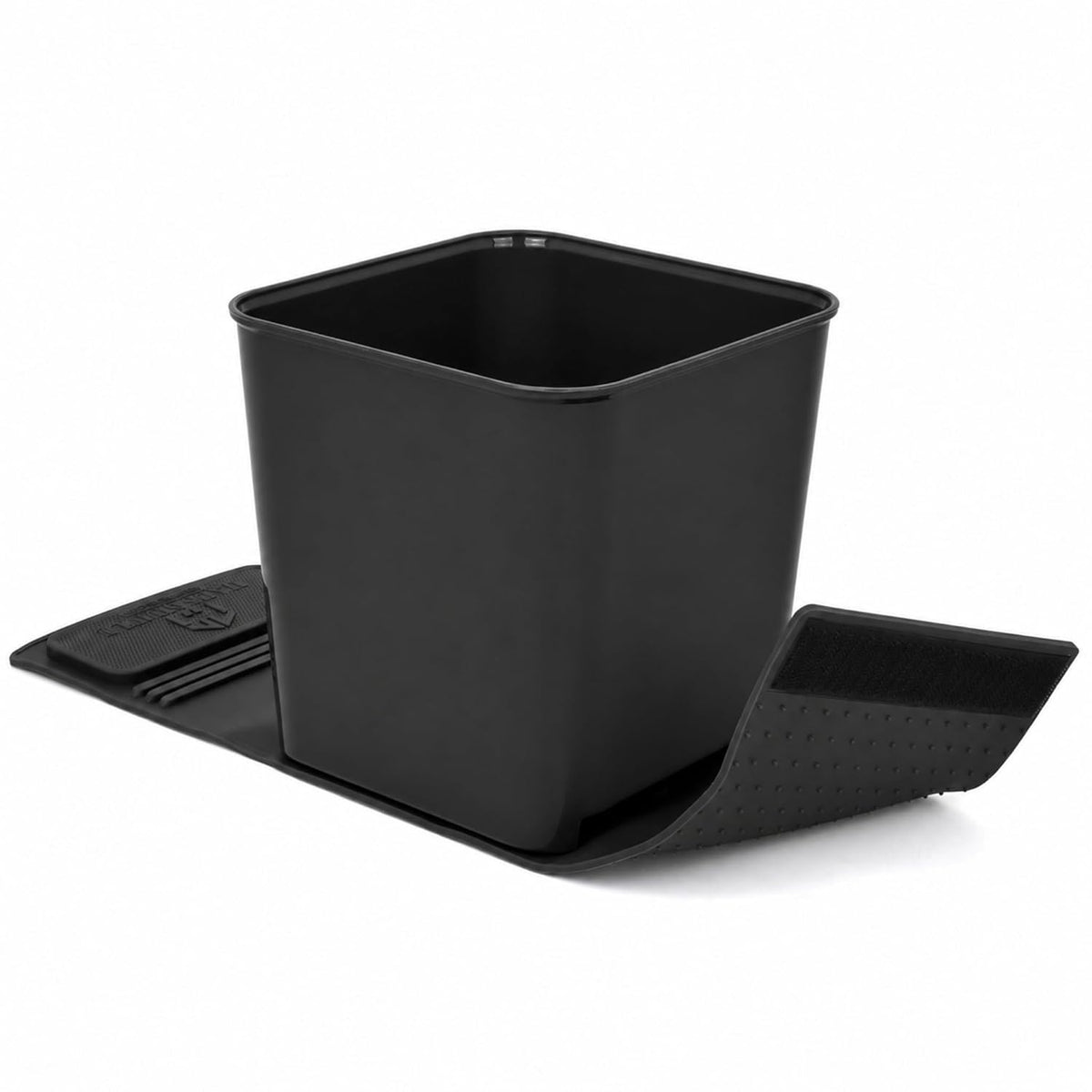 Car Trash Can with Stability Wings – Leakproof Portable Garbage Bin for Fabric & Rubber Mats – Compact Durable Plastic Auto Organizer for Cars, SUVs, Trucks (Black with Flap, Small)