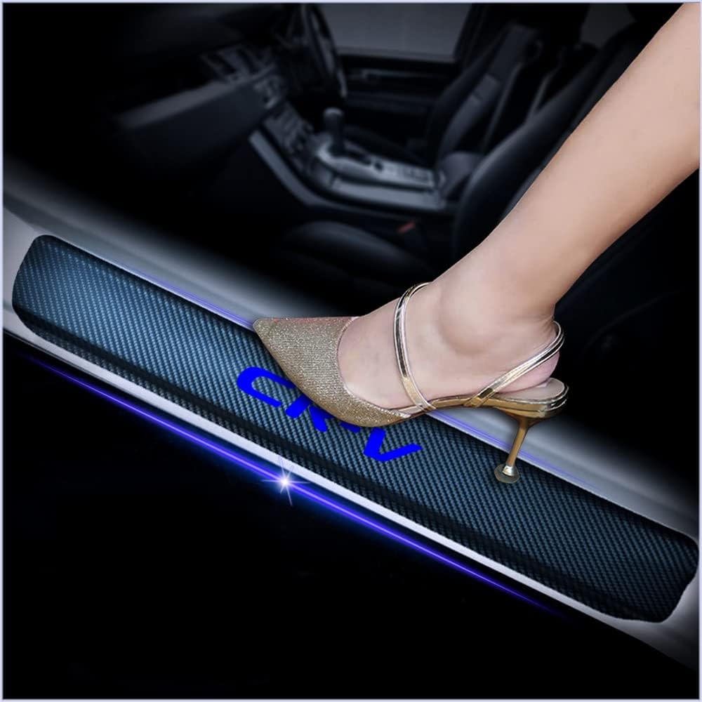 4Pcs Car Door Sill Protector for Honda CR-V, Carbon Fiber Anti-Scratch Guard for Honda CRV Accessories - Self-Adhesive Car Door & Sill Protector -RED