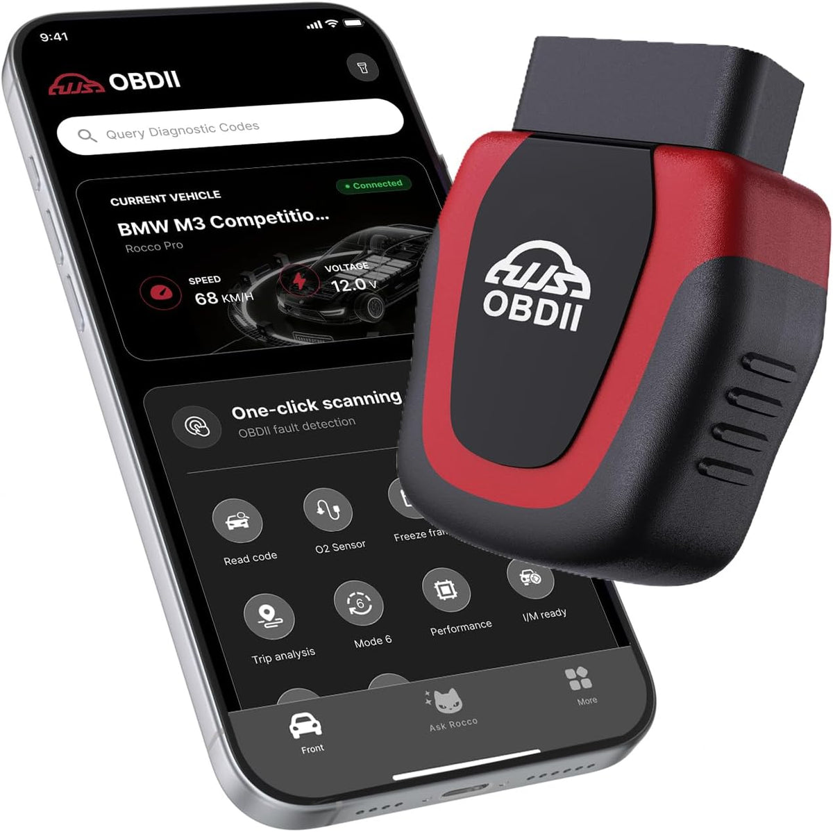 Rocco Pro OBD2 Scanner Bluetooth, ABS/SRS/Transmission, No Subscription