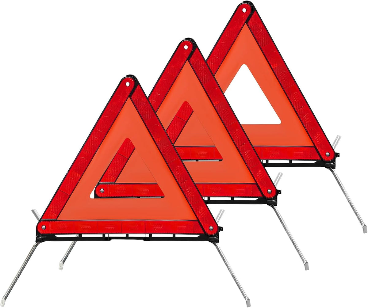 3 PCS Triangle Warning Frame, Reflective Emergency Triangle Safety Sign with Storage Case, Foldable Roadside Safety Triangles Warning Reflector for Vehicles Breakdown