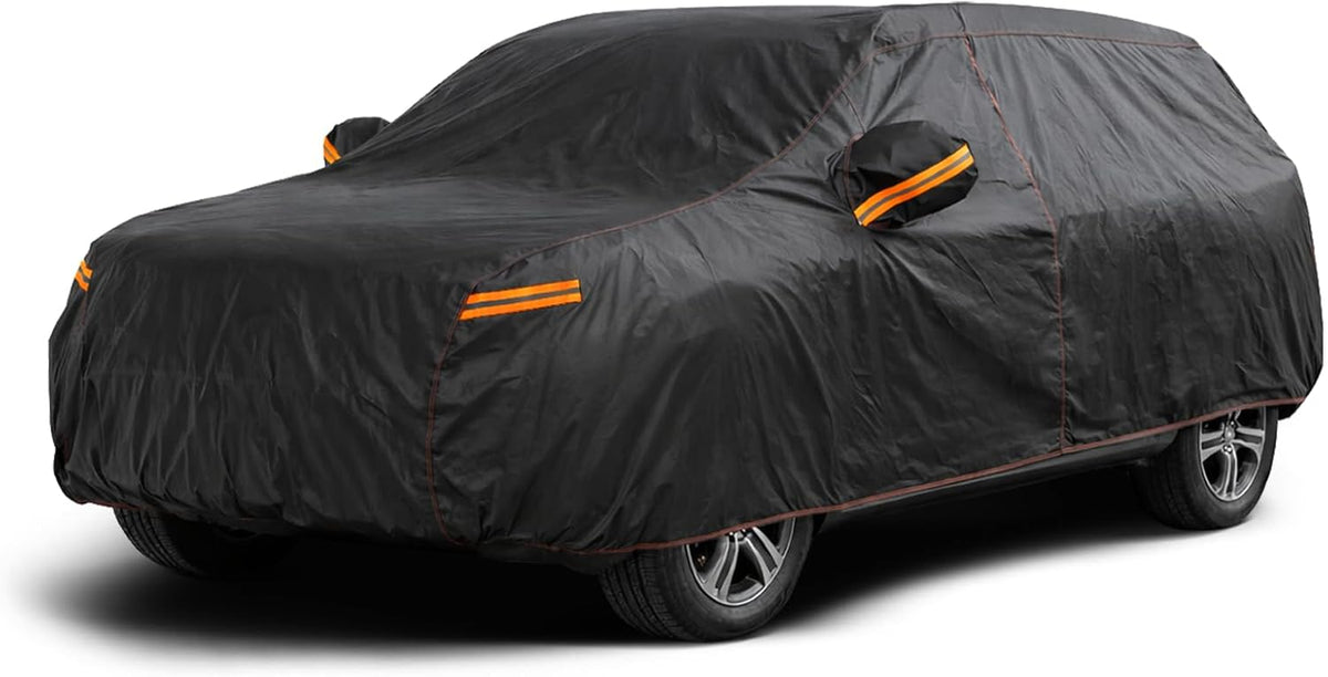 6 Layer Heavy Duty SUV Car Cover Waterproof All Weather Protection with Cotton Liner, Universal Fit Ford Explorer, Toyota Highlander, Honda Pilot, Dodge Durango, BMW X5 X6, Lexus RX LX