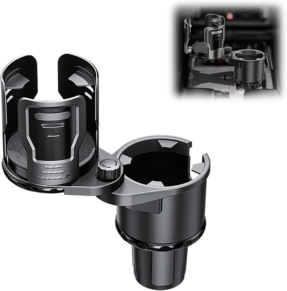 Car Cup Holder Expander for Mazda CX30, Adjustable 2-in-1 Automotive Drink Holder, 360°Rotating Dual Cup Slots Car Water Bottle Holder,S