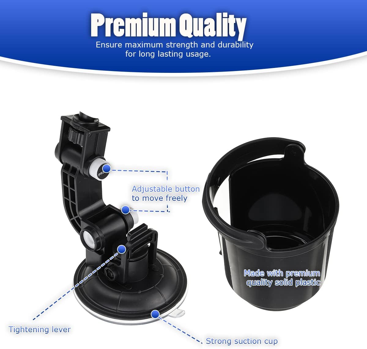 VaygWay Recessed Folding Cup Drink Holder- Premium Quality Folding Console Bottle Car Can Holder- Black Vehicle Adjustable Drink Cup Holder (Black 1 Pack)