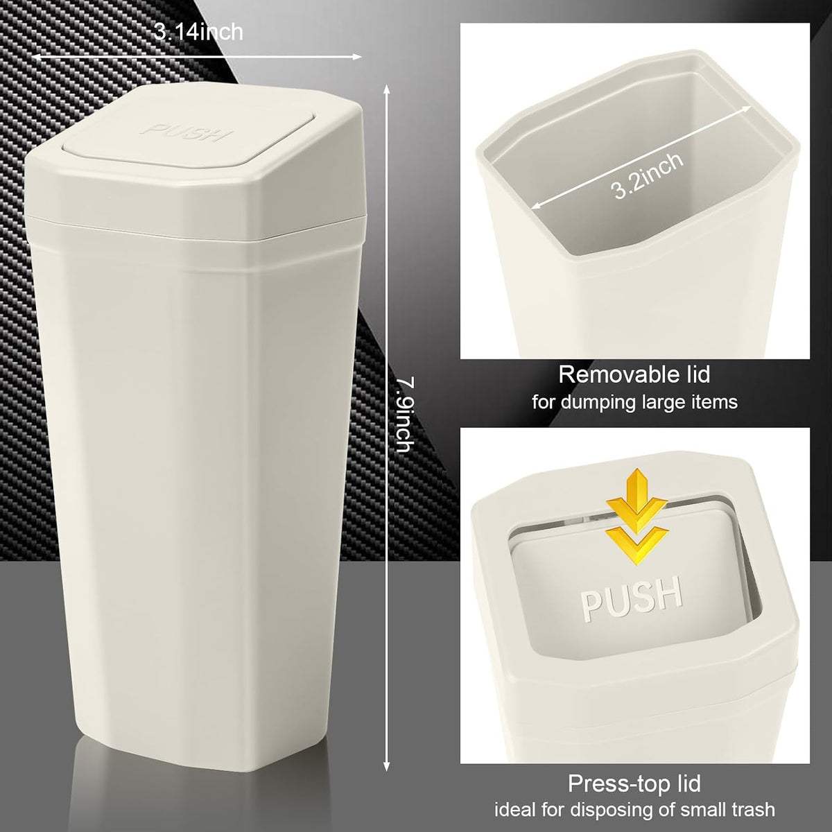 Car Trash Can with Lid - 2 Packs Mini Car Garbage Can Bin for Cup Holder - Beige Small Leakproof Vehicle Trash Bin for Back Seat, Cute Automotive Accessories Organizers and Storage for Door SUV Truck
