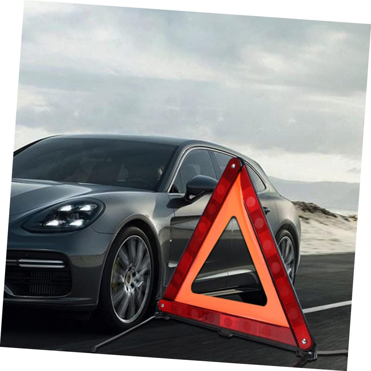 Roadside Hazard Warning Sign Kit 2pcs Triangle Warning Sign Led Triangle for Cars