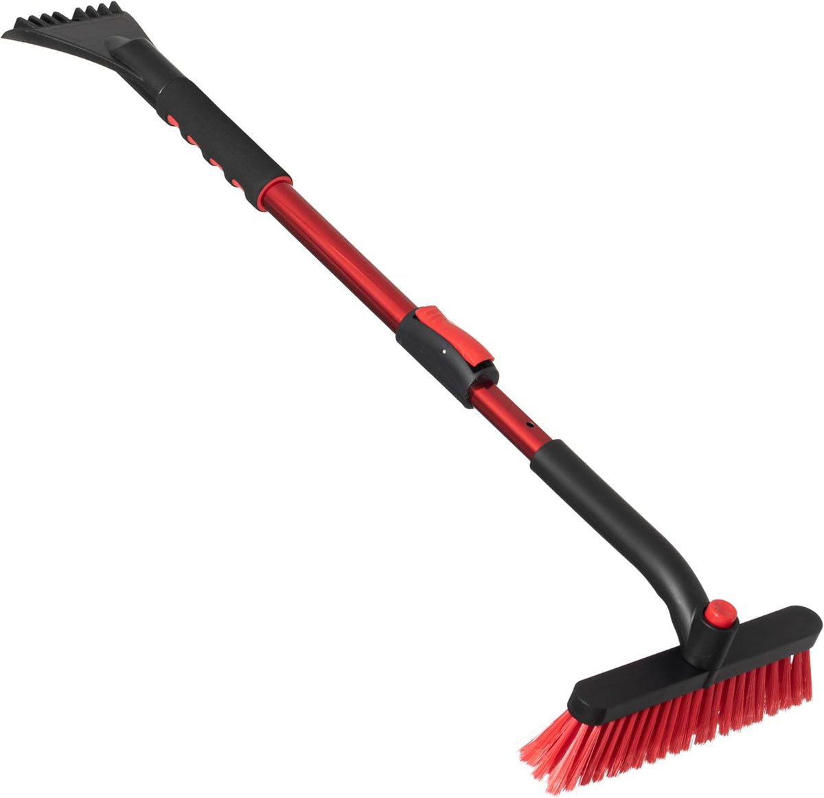 Gardenised 30-40" Extendable Aluminum Snow Brush & Ice Scraper 2-in-1 Winter Car Tool with Scratch-Free Bristles for Car SUV & Trucks, Red