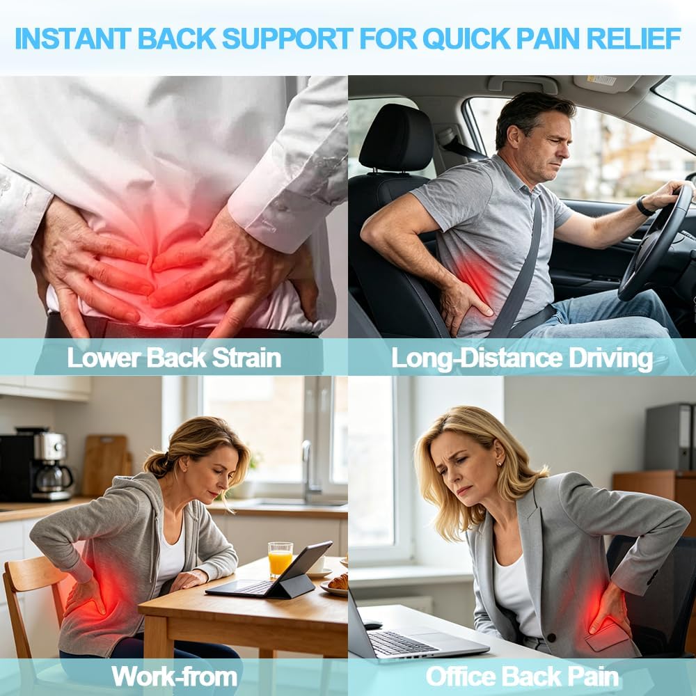 Lumbar Support Pillow for Office Chair, Gaming Chair, Car Driver Seat Back Cushion, Bed & Couch, Gifts for Friends and Parents,Ergonomic Back Support Pillow with Comfortable Memory Foam(Grey)