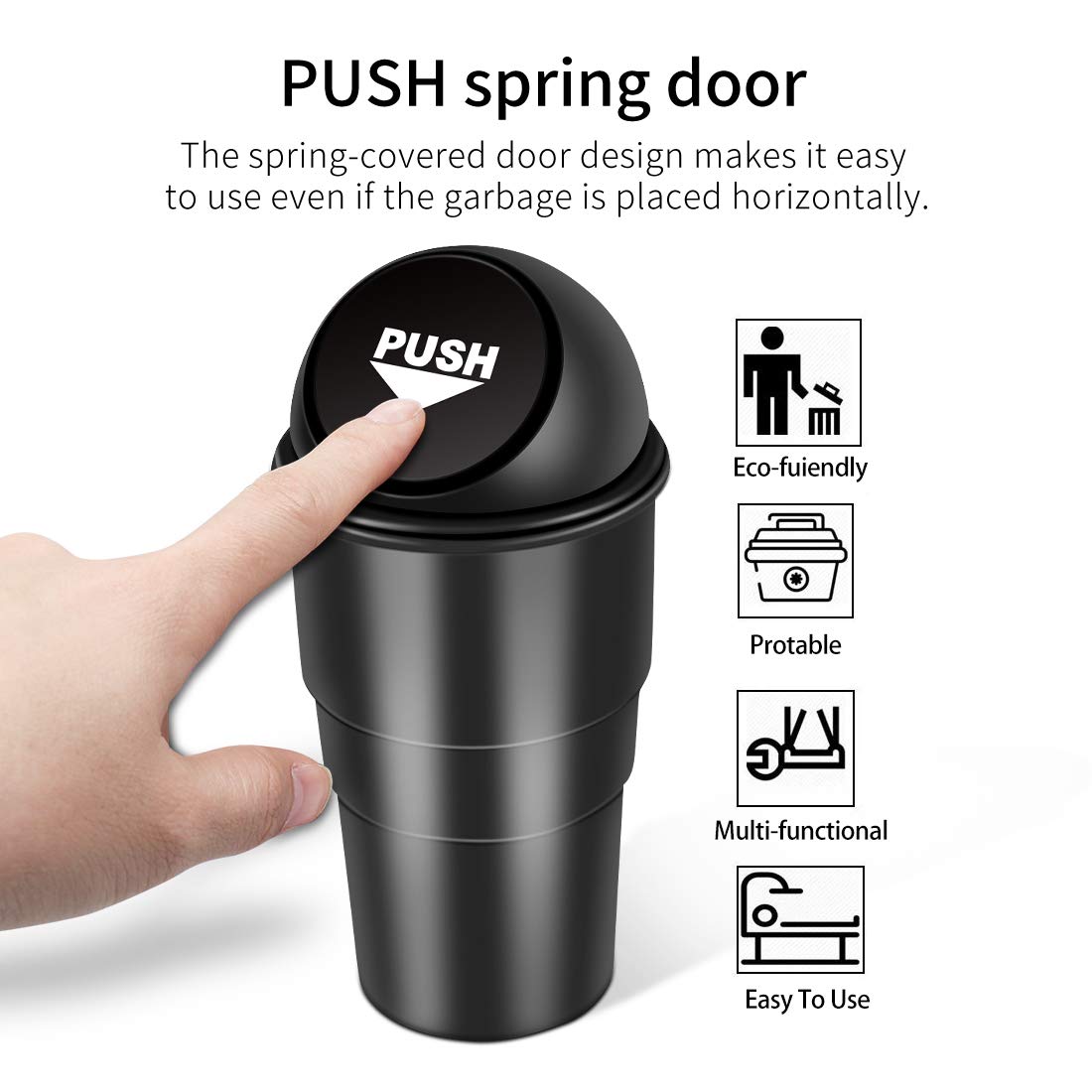 Cup Holder Trash Can, Leakproof Car Trash Can with Lid, Trash Bin for Car Accessories, Mini Garbage Bin Organizer for Automotive Office Home Kitchen, Applicable to Women and Men