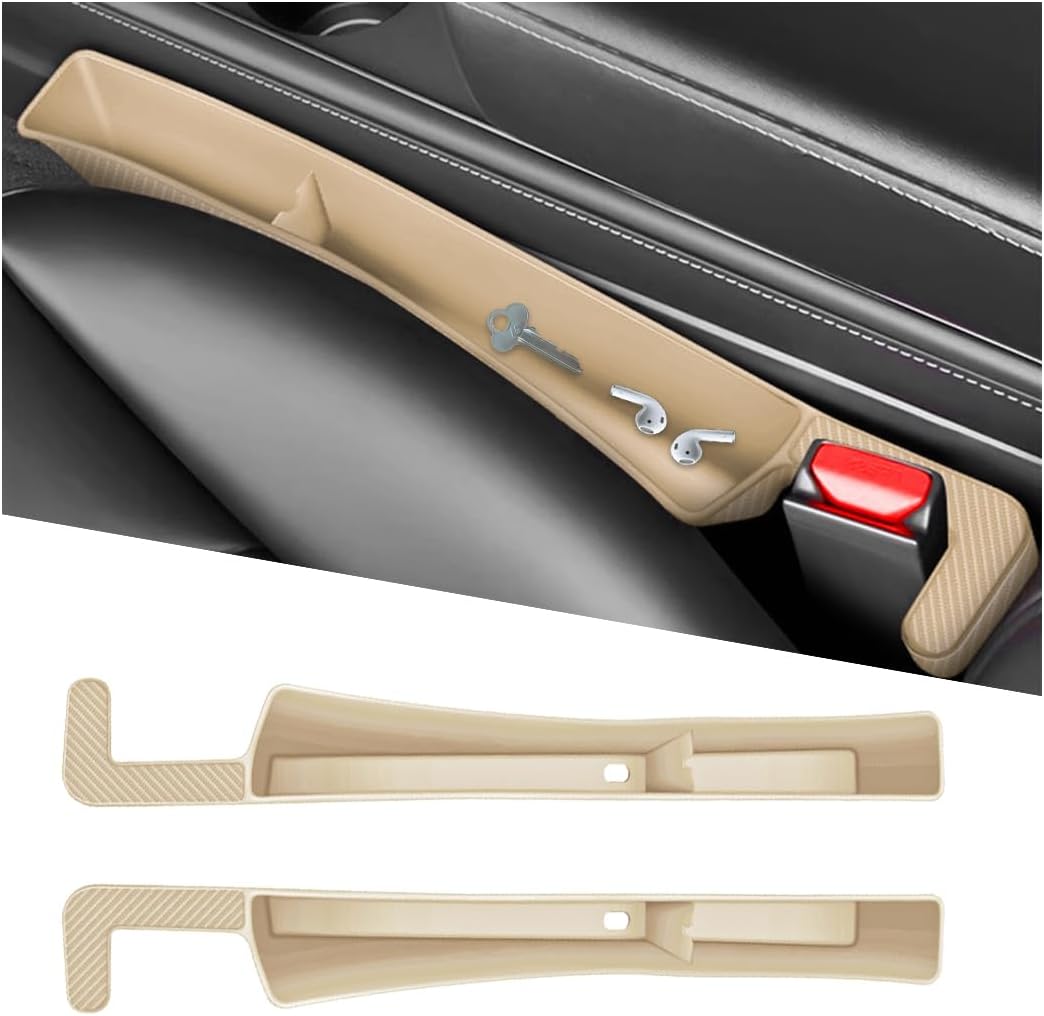 2PCS Car Seat Gap Filler Organizer, Seat Side Gap Organizer for Phone Keys Cards, Multifunctional Automotive Interior Storage Accessories, Universal for SUV Truck Sedan (Red)