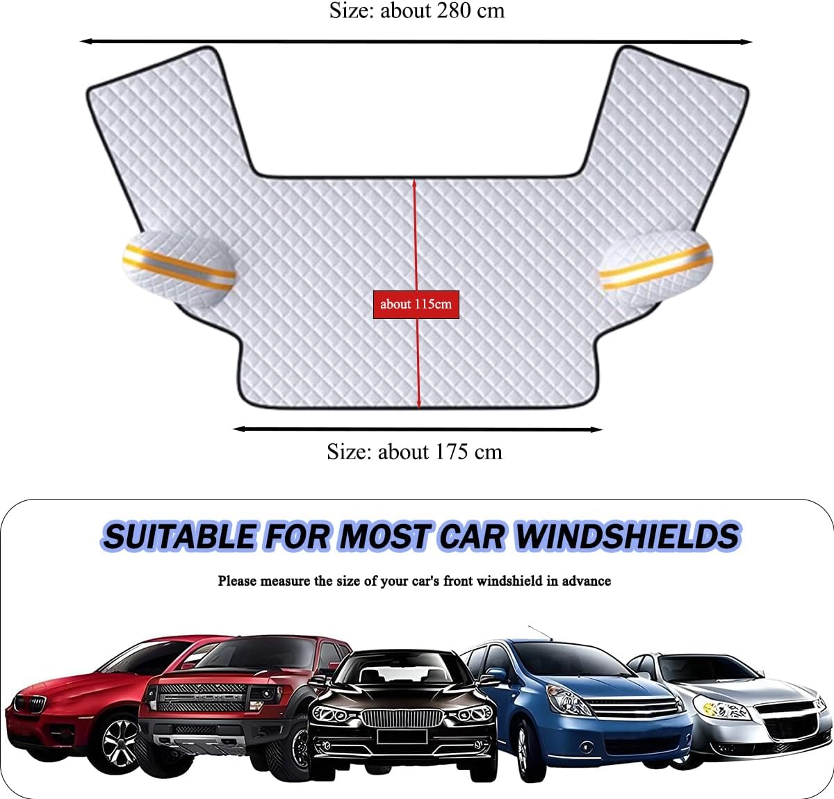 Car Windshield Snow Cover for Toyota Prius 30 Series 2009-2015, Thicken Car Windscreen Cover Winter Magnetic Windshield Frost Cover Side Window Rearview Mirror Protector,L
