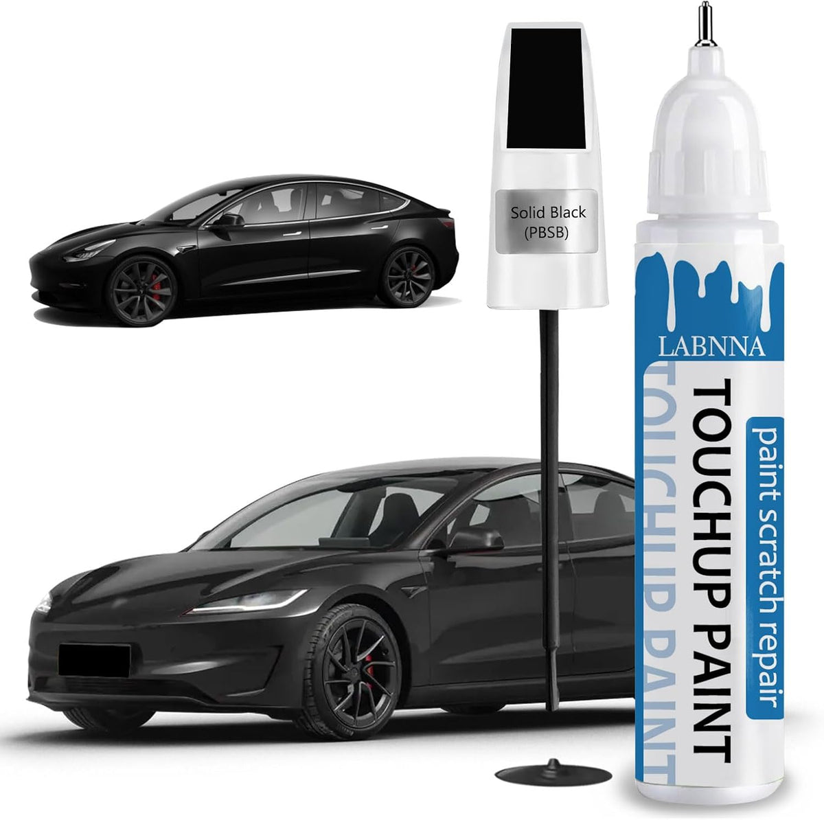 Solid Black (PBSB) Touch Up Paint for Tesla-Exact Match 2 in 1 touchup Paint Pen for Chips and Nicks Repair Car Paint Scratch Repair