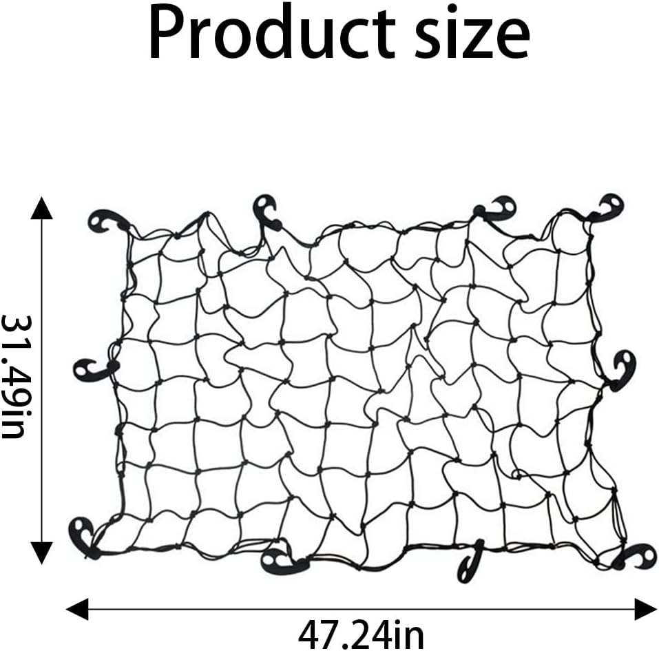 AUCELI Car Cargo Net, 47" x 31.5" Bungee Cargo Net for Roof Top Cargo Racks, Adjustable Luggage Roof Sundries Grid Mesh Bag, Elastic Vehicle Roof Miscellaneous Storage Organizer for SUV Truck