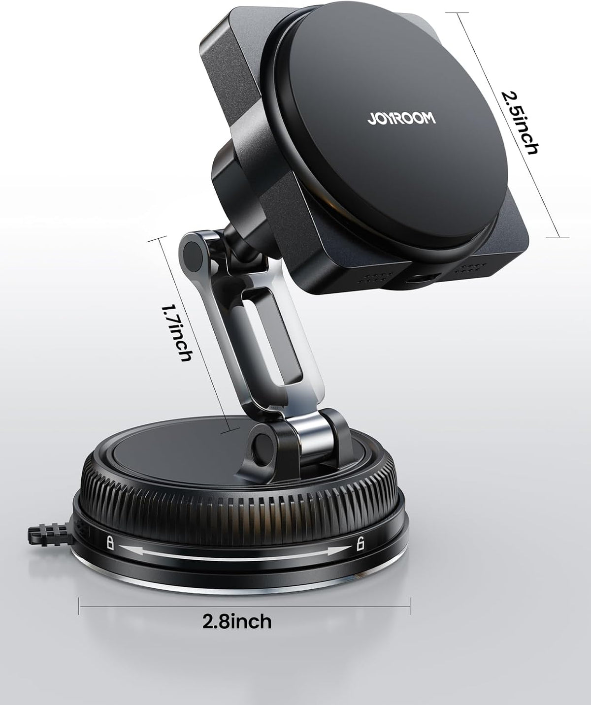 JOYROOM for MagSafe Car Mount Charger, [Smart Fingerprint-Touch Rotation] 15W MagSafe Wireless Car Charger[Vacuum & Gel 360° Base] Air Vent Dashboard Set for iPhone 17 16 15 14 13 12 Series, Black